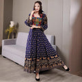 Bohemian ethnic embroidered large swing skirt dress for women