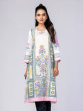 White vortex cotton kurta with printed and embroidered details for women