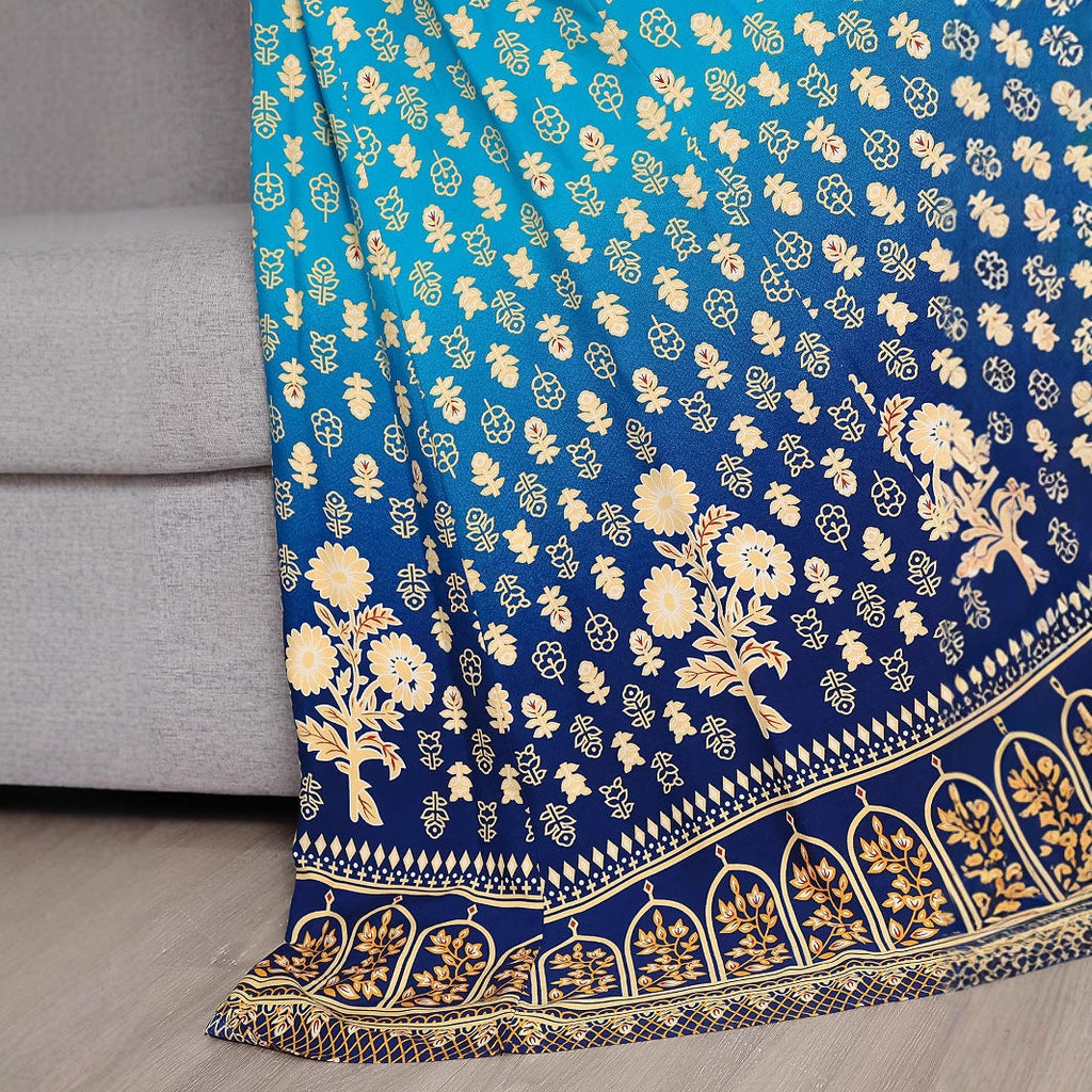 Bohemian style embroidered ethnic swing dress in vibrant colors