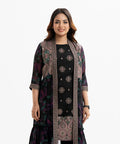 Black georgette A-line tunic with matching shrug for women