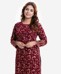 Maroon viscose straight kameez for women with clean ethnic look